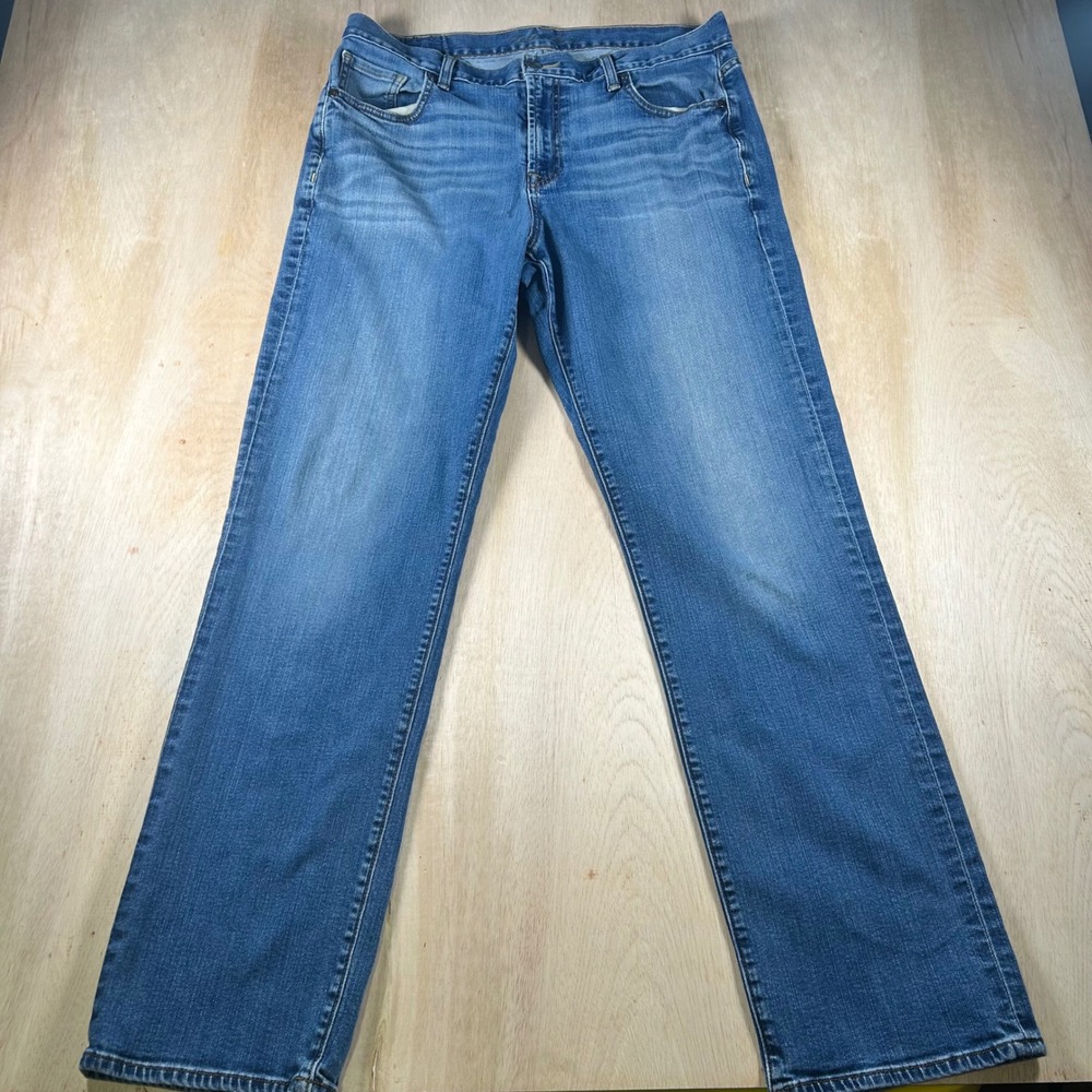 Relentless Mens Medium Wash Straight Leg Stretch Denim Jeans Blue Size 34x33